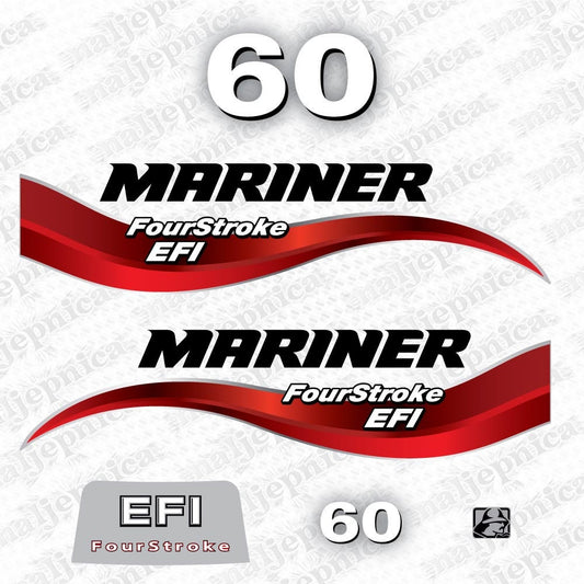 Mariner 60 Four Stroke EFI (2014) Aftermarket Replacement Outboard Decal Sticker Set