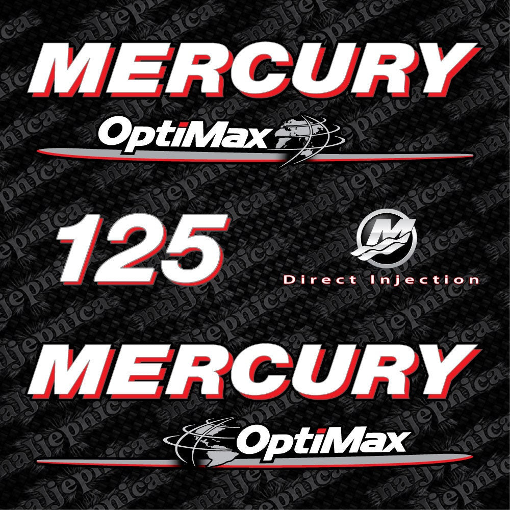 Mercury 125 OptiMax 2006-2012 Direct Injection Aftermarket Replacement Outboard Decal Sticker Set
