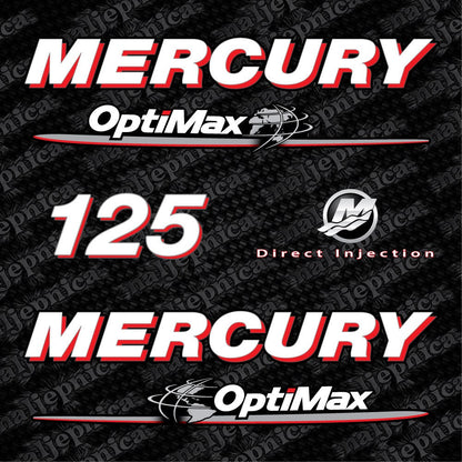Mercury 125 OptiMax 2006-2012 Direct Injection Aftermarket Replacement Outboard Decal Sticker Set