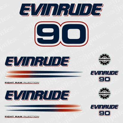 Evinrude 90 FICHT RAM Injection Outboard Aftermarket Replacement Decals / aufkleber / adesivo / sticker set