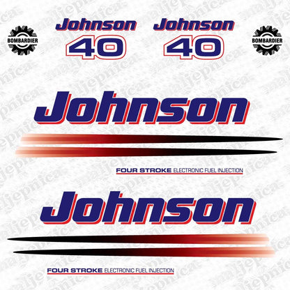Johnson 40 Outboard (2002) Four Stroke Aftermarket Decal / aufkleber / adesivo / Sticker Set