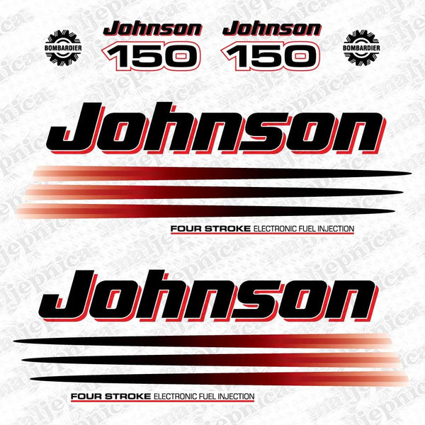 Johnson 150 Outboard (2002 - 2006) Four Stroke Aftermarket Replacement Decal / aufkleber / adesivo / Sticker Set
