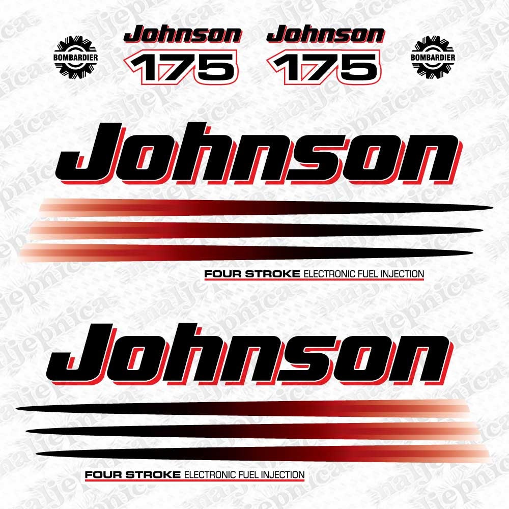 Johnson 175 Outboard (2002 - 2006) Four Stroke Aftermarket Replacement Decal / aufkleber / adesivo / Sticker Set