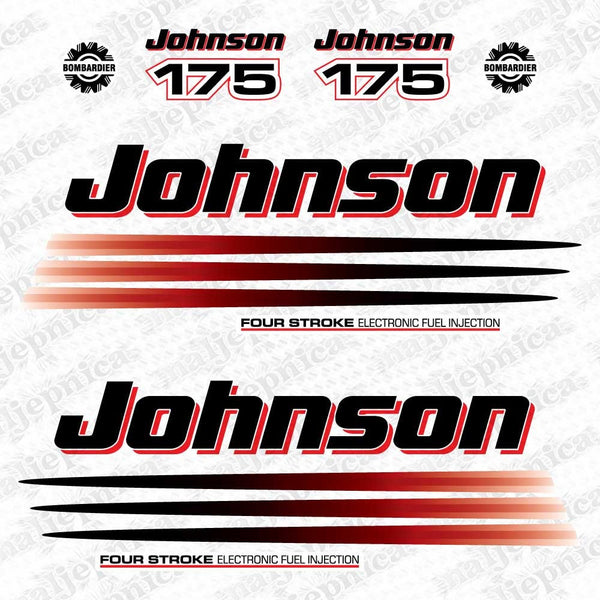 Johnson 175 Outboard (2002 - 2006) Four Stroke Aftermarket Replacement Decal / aufkleber / adesivo / Sticker Set