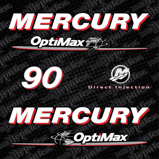 Mercury 90 OptiMax 2006-2012 Direct Injection Aftermarket Replacement Outboard Decal Sticker Set