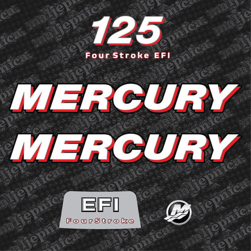 Mercury 125 Four Stroke EFI 2006-2012 Aftermarket Replacement Outboard Decal Sticker Set