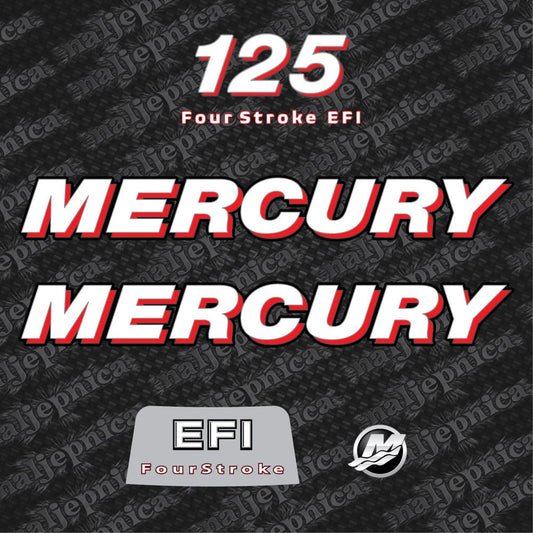 Mercury 125 Four Stroke EFI 2006-2012 Aftermarket Replacement Outboard Decal Sticker Set
