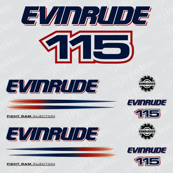 Evinrude 115 FICHT RAM Injection Outboard Aftermarket Replacement Decals / aufkleber / adesivo / sticker set