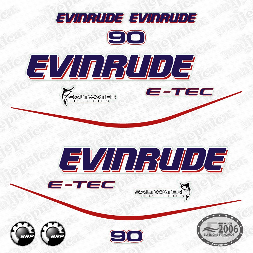 Evinrude 90 White model outboard (2004) aftermarket decal / aufkleber / adesivo / sticker set