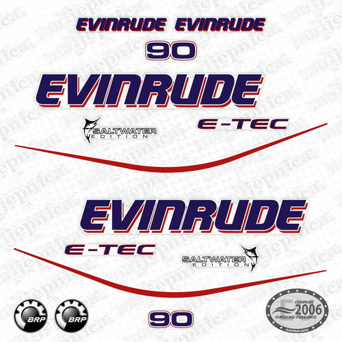 Evinrude 90 White model outboard (2004) aftermarket decal / aufkleber / adesivo / sticker set