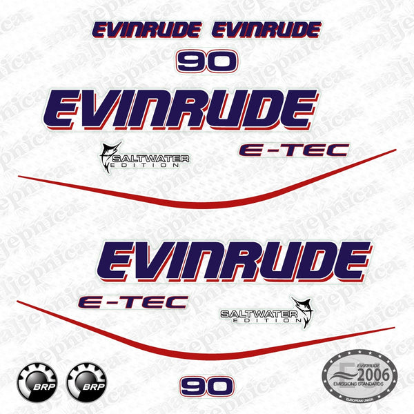Evinrude 90 White model outboard (2004) aftermarket decal / aufkleber / adesivo / sticker set