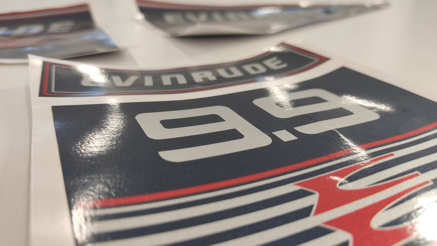 Evinrude 9.9 (1989-1991) aftermarket replacement decal / aufkleber / adesivo / sticker set