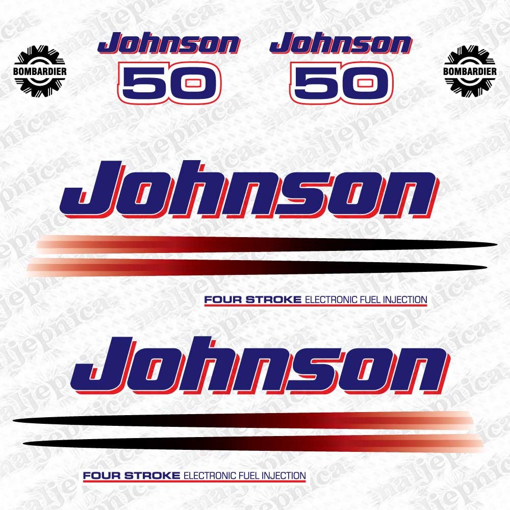 Johnson 50 Outboard (2002) Four Stroke Aftermarket Decal / aufkleber / adesivo / Sticker Set