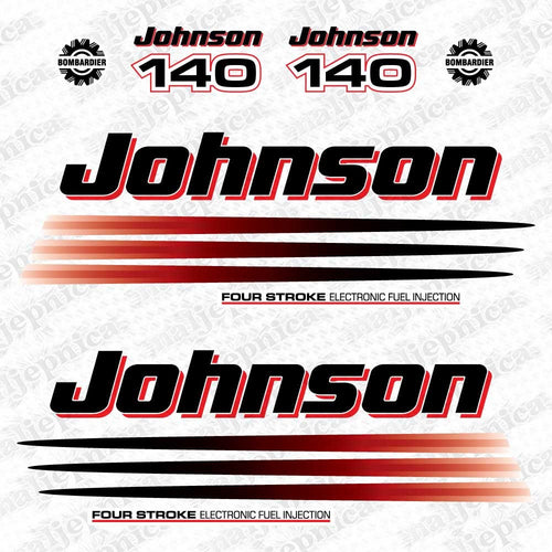 Johnson 140 Outboard (2002 - 2006) Four Stroke Aftermarket Replacement Decal / aufkleber / adesivo / Sticker Set
