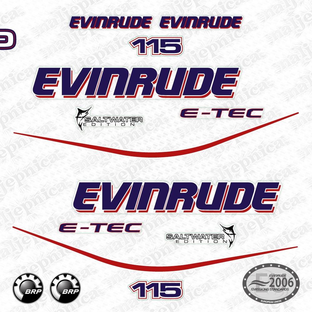 Evinrude 115 White model outboard (2004) aftermarket decal / aufkleber / adesivo / sticker set
