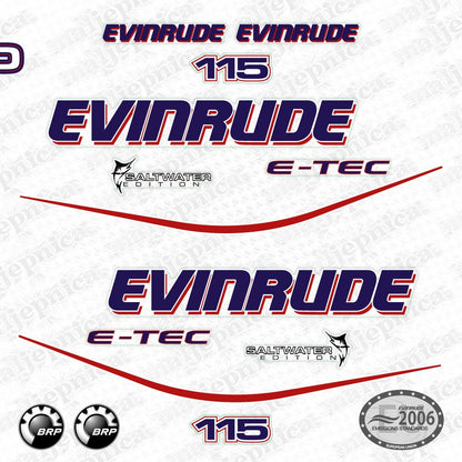 Evinrude 115 White model outboard (2004) aftermarket decal / aufkleber / adesivo / sticker set