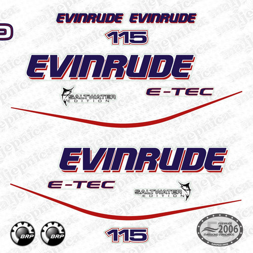 Evinrude 115 White model outboard (2004) aftermarket decal / aufkleber / adesivo / sticker set