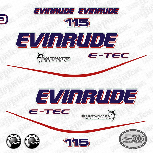 Evinrude 115 White model outboard (2004) aftermarket decal / aufkleber / adesivo / sticker set