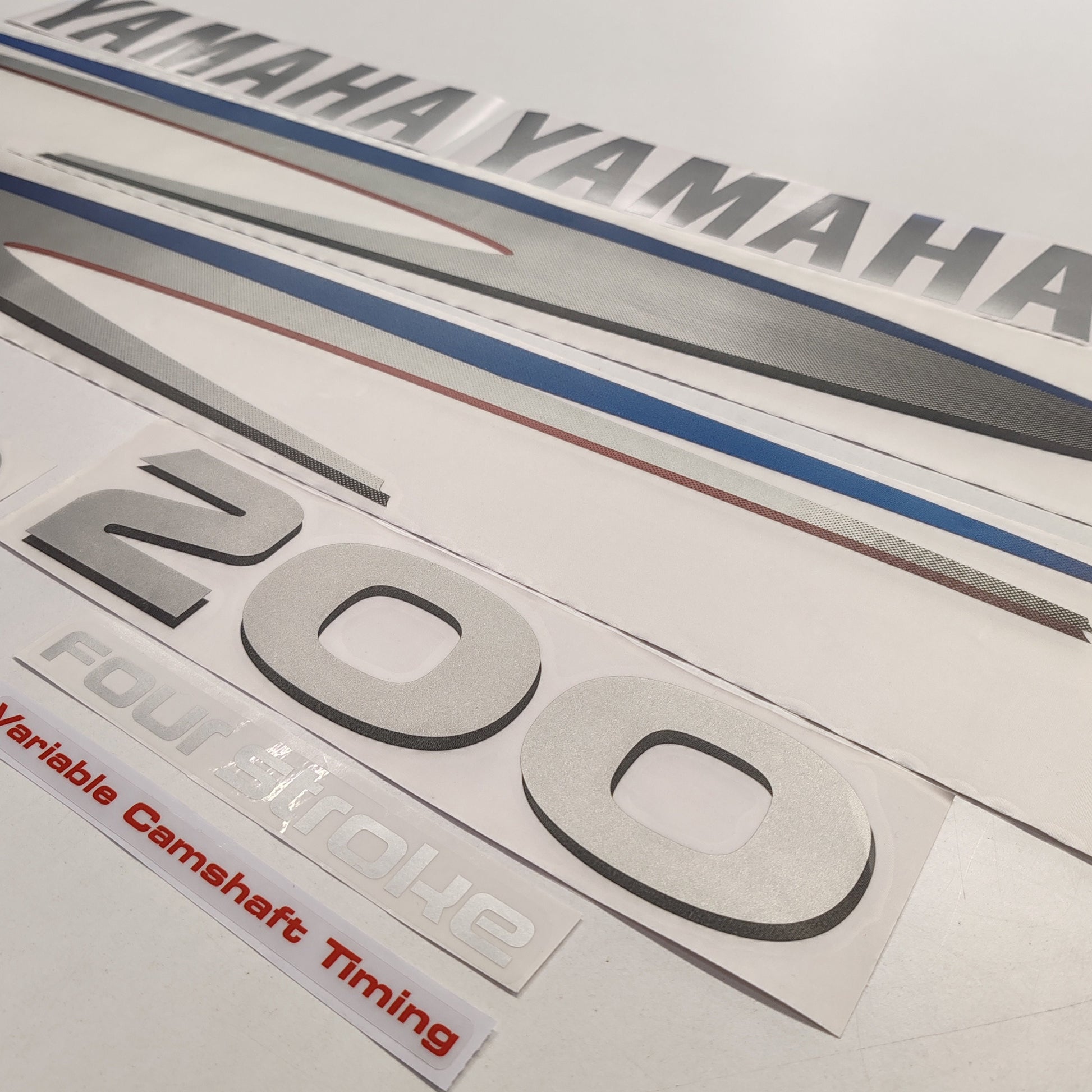 Yamaha 200 Four Stroke SILVER (2002-2006) Aftermarket Replacement Outboard Decal Sticker Set