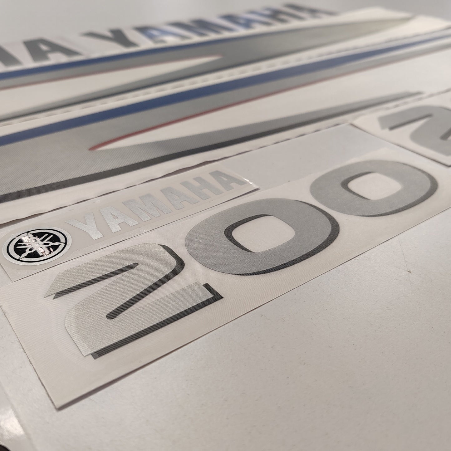 Yamaha 200 Four Stroke SILVER (2002-2006) Aftermarket Replacement Outboard Decal Sticker Set