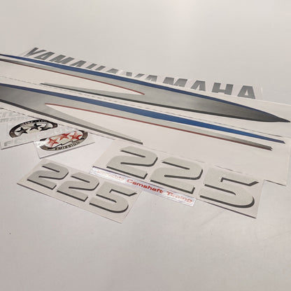 Yamaha 225 Four Stroke SILVER (2002-2006) Aftermarket Replacement Outboard Decal Sticker Set