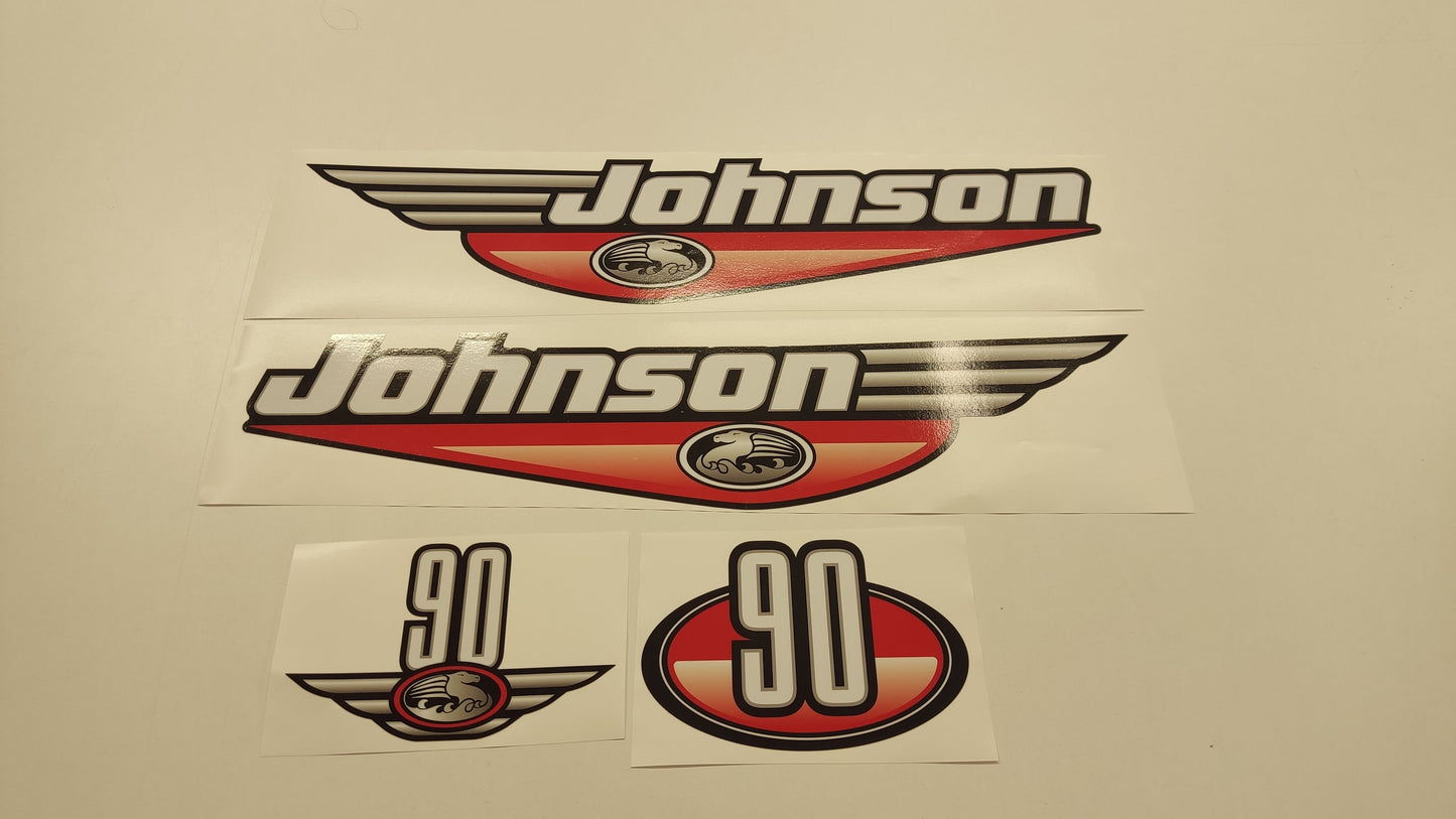 Johnson 90 Outboard (1992 - 2000) Red Aftermarket Replacement Decal / aufkleber / adesivo / Sticker Set