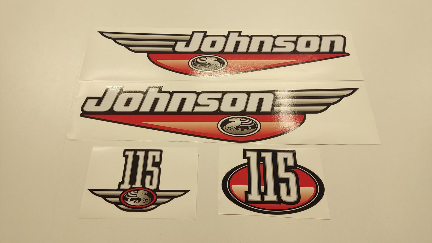 Johnson 115 Outboard (1992 - 2000) Red Aftermarket Replacement Decal / aufkleber / adesivo / Sticker Set