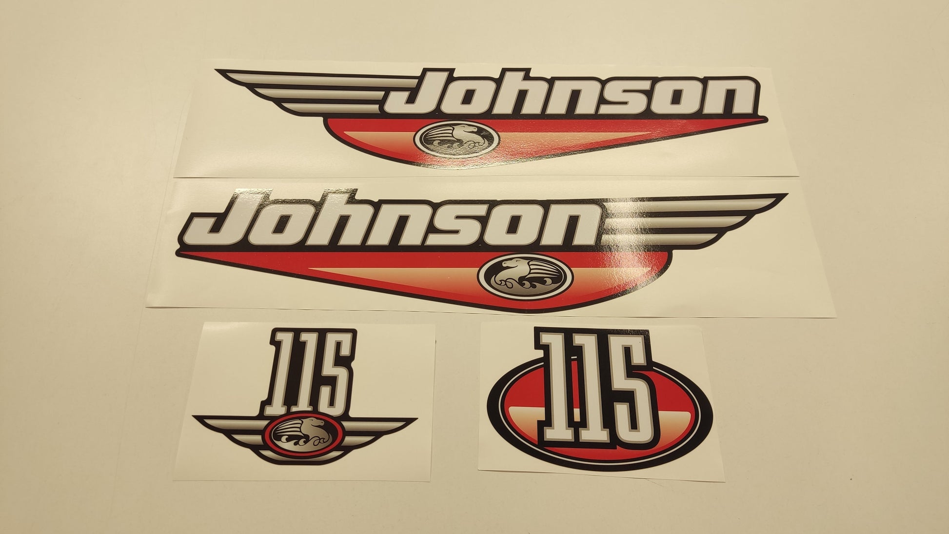Johnson 115 Outboard (1992 - 2000) Red Aftermarket Replacement Decal / aufkleber / adesivo / Sticker Set
