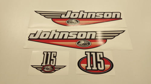 Johnson 115 Outboard (1992 - 2000) Red Aftermarket Replacement Decal / aufkleber / adesivo / Sticker Set