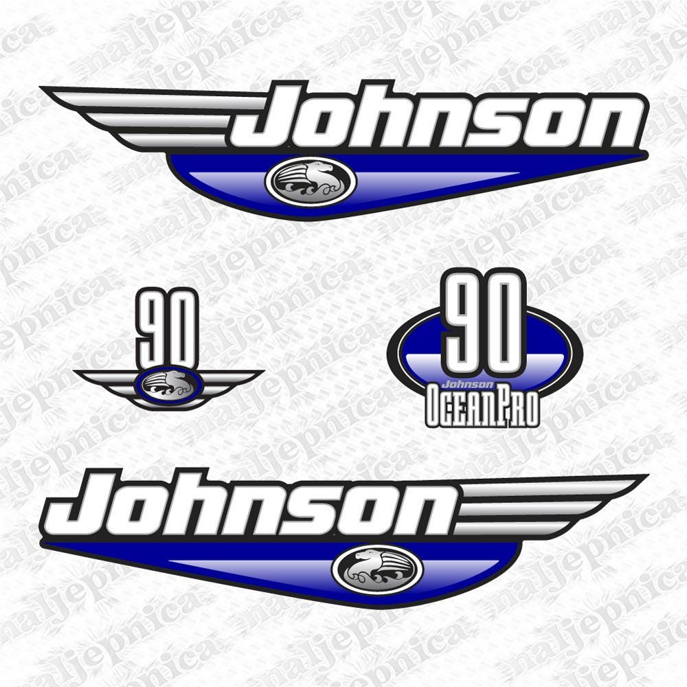 Johnson 90 Ocean Pro Outboard (1992 - 2000) Blue Aftermarket Replacement Decal / aufkleber / adesivo / Sticker Set