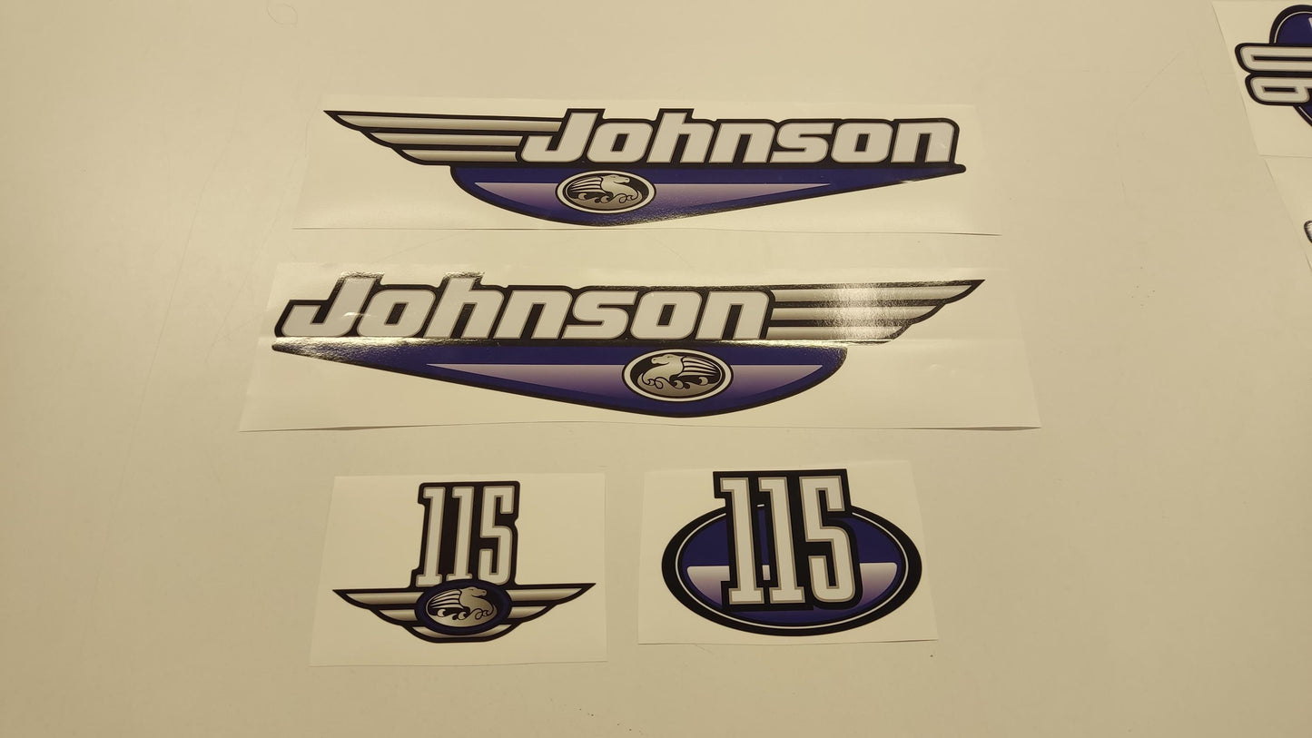 Johnson 115 Outboard (1992 - 2000) Blue Aftermarket Replacement Decal / aufkleber / adesivo / Sticker Set