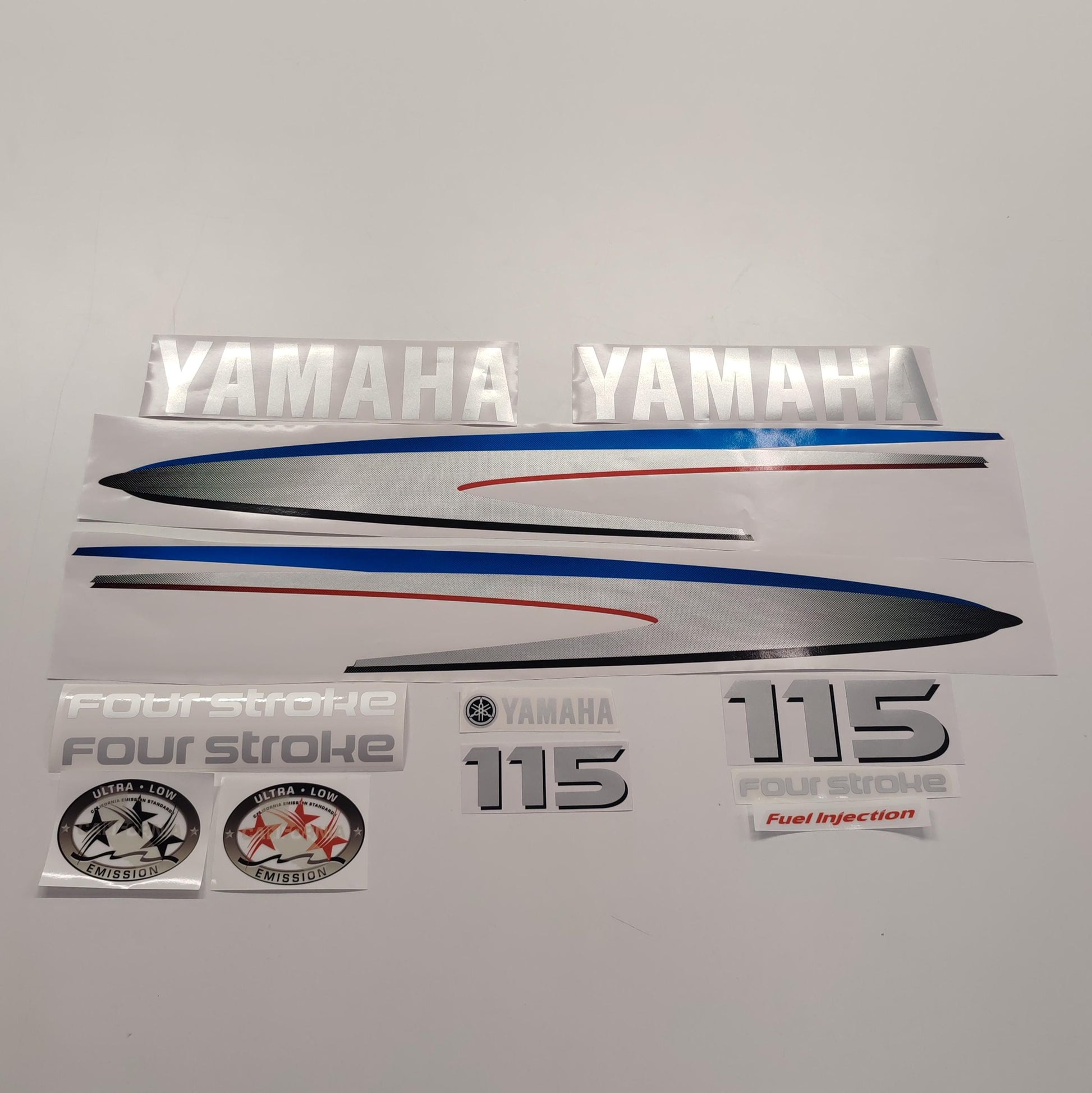 Yamaha 115 Four Stroke SILVER (2002-2006) Aftermarket Replacement Outboard Decal Sticker Set