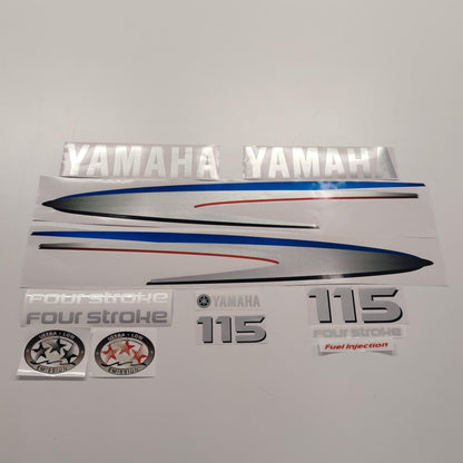 Yamaha 115 Four Stroke SILVER (2002-2006) Aftermarket Replacement Outboard Decal Sticker Set