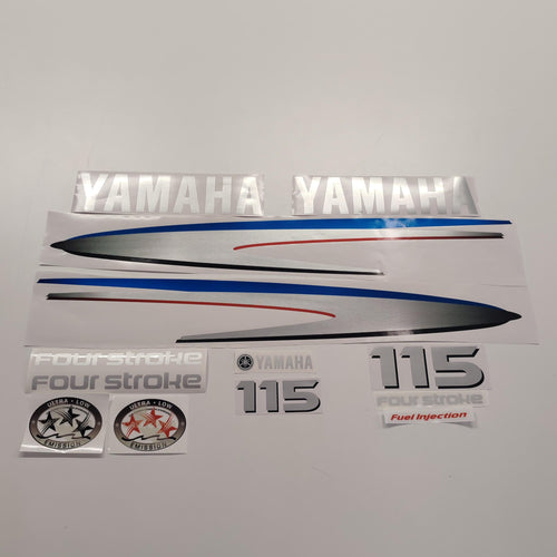 Yamaha 115 Four Stroke SILVER (2002-2006) Aftermarket Replacement Outboard Decal Sticker Set