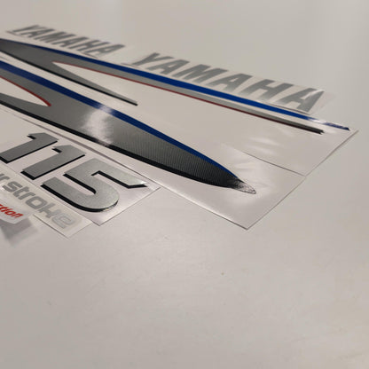 Yamaha 115 Four Stroke SILVER (2002-2006) Aftermarket Replacement Outboard Decal Sticker Set