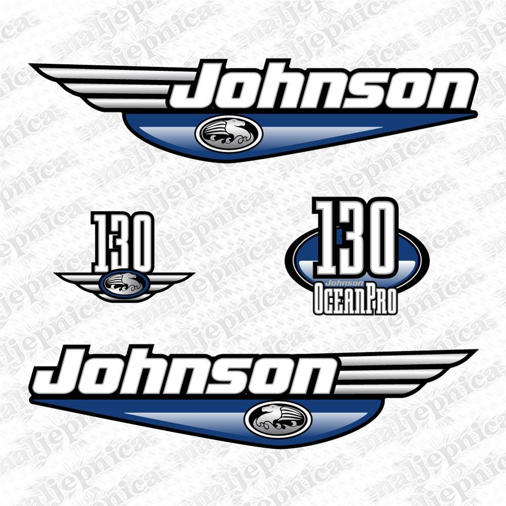 Johnson 130 Ocean Pro Outboard (1992 - 2000) Blue Aftermarket Replacement Decal / aufkleber / adesivo / Sticker Set