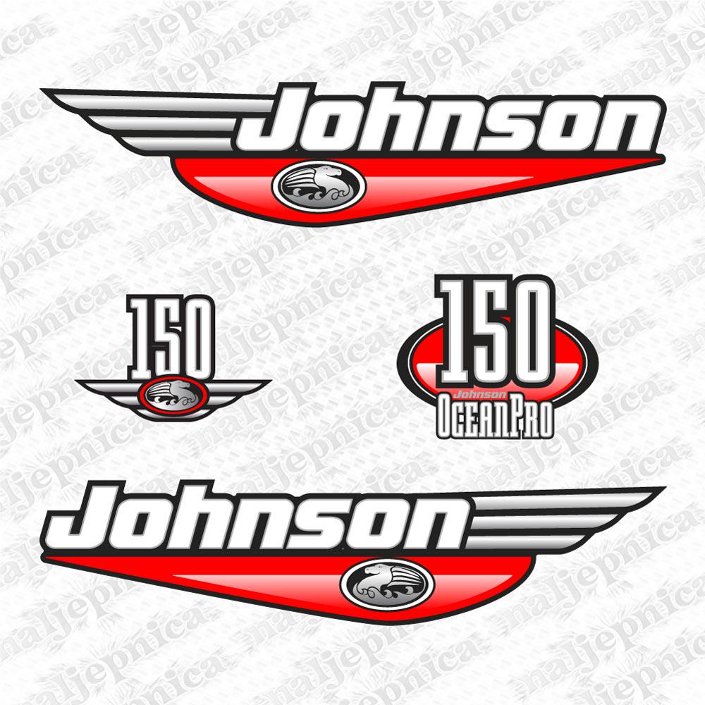 Johnson 150 Ocean Pro Outboard (1992 - 2000) RED Aftermarket Replacement Decal / aufkleber / adesivo / Sticker Set