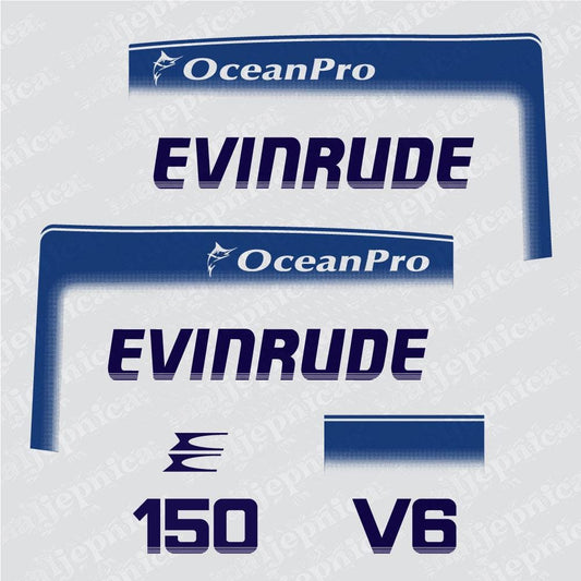 Evinrude 150 V6 Ocean Pro (1998) Aftermarket Replacement Decals / aufkleber / adesivo / sticker set