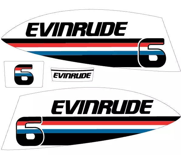 Evinrude 6 Vintage Curved Aftermarket Replacement Decal / aufkleber / adesivo / sticker set