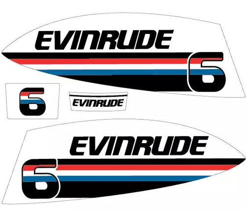 Evinrude 6 Vintage Curved Aftermarket Replacement Decal / aufkleber / adesivo / sticker set
