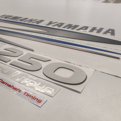 Yamaha 250 Four Stroke SILVER (2002-2006) Aftermarket Replacement Outboard Decal Sticker Set