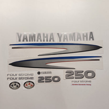 Yamaha 250 Four Stroke SILVER (2002-2006) Aftermarket Replacement Outboard Decal Sticker Set