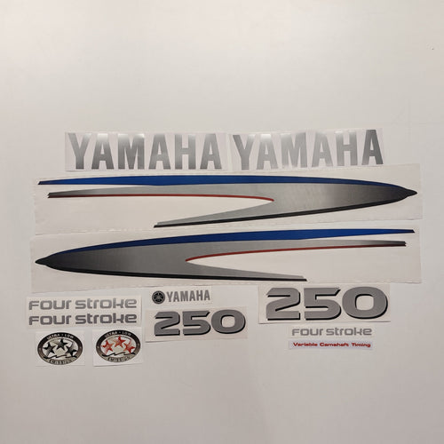 Yamaha 250 Four Stroke SILVER (2002-2006) Aftermarket Replacement Outboard Decal Sticker Set