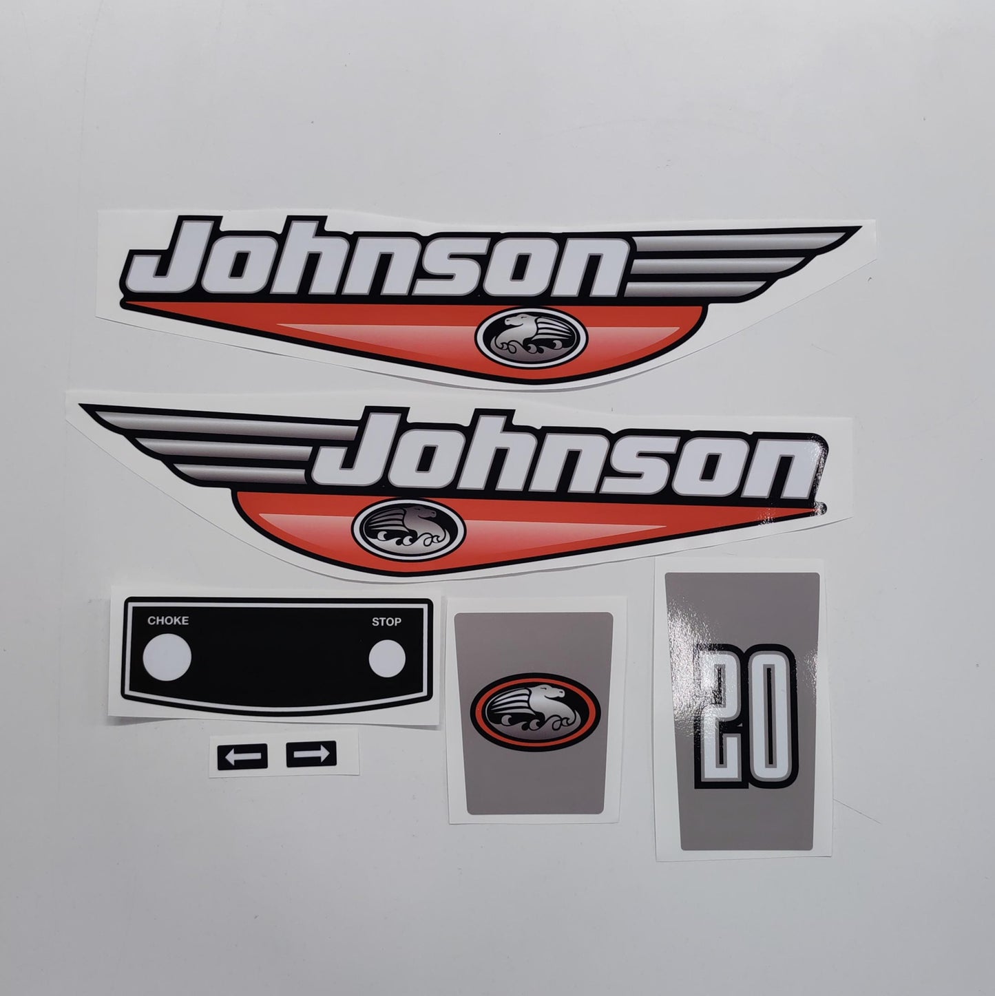 Johnson 20 Outboard (1992 - 2000) Red Aftermarket Replacement Decal / aufkleber / adesivo / Sticker Set