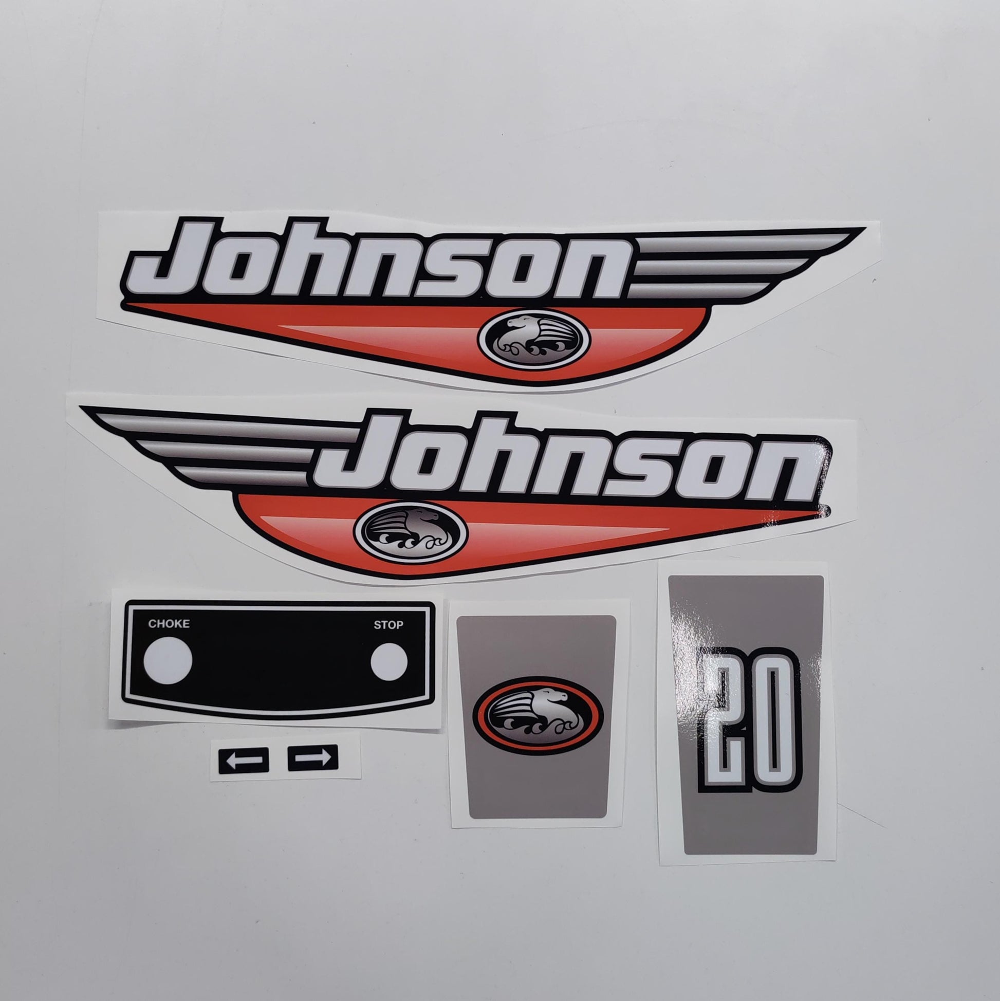 Johnson 20 Outboard (1992 - 2000) Red Aftermarket Replacement Decal / aufkleber / adesivo / Sticker Set