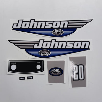 Johnson 20 Outboard (1992 - 2000) Blue Aftermarket Replacement Decal / aufkleber / adesivo / Sticker Set