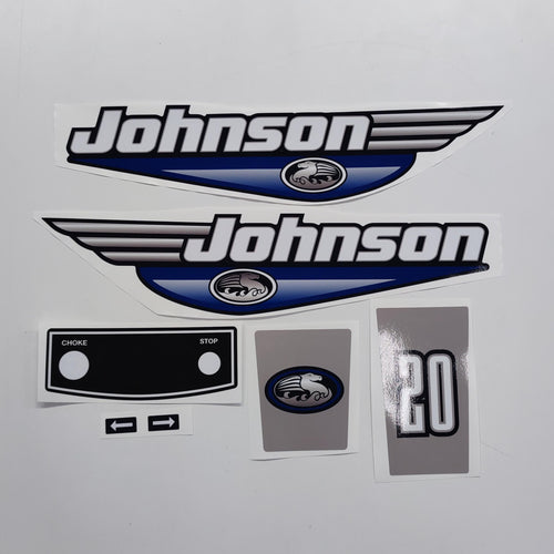 Johnson 20 Outboard (1992 - 2000) Blue Aftermarket Replacement Decal / aufkleber / adesivo / Sticker Set