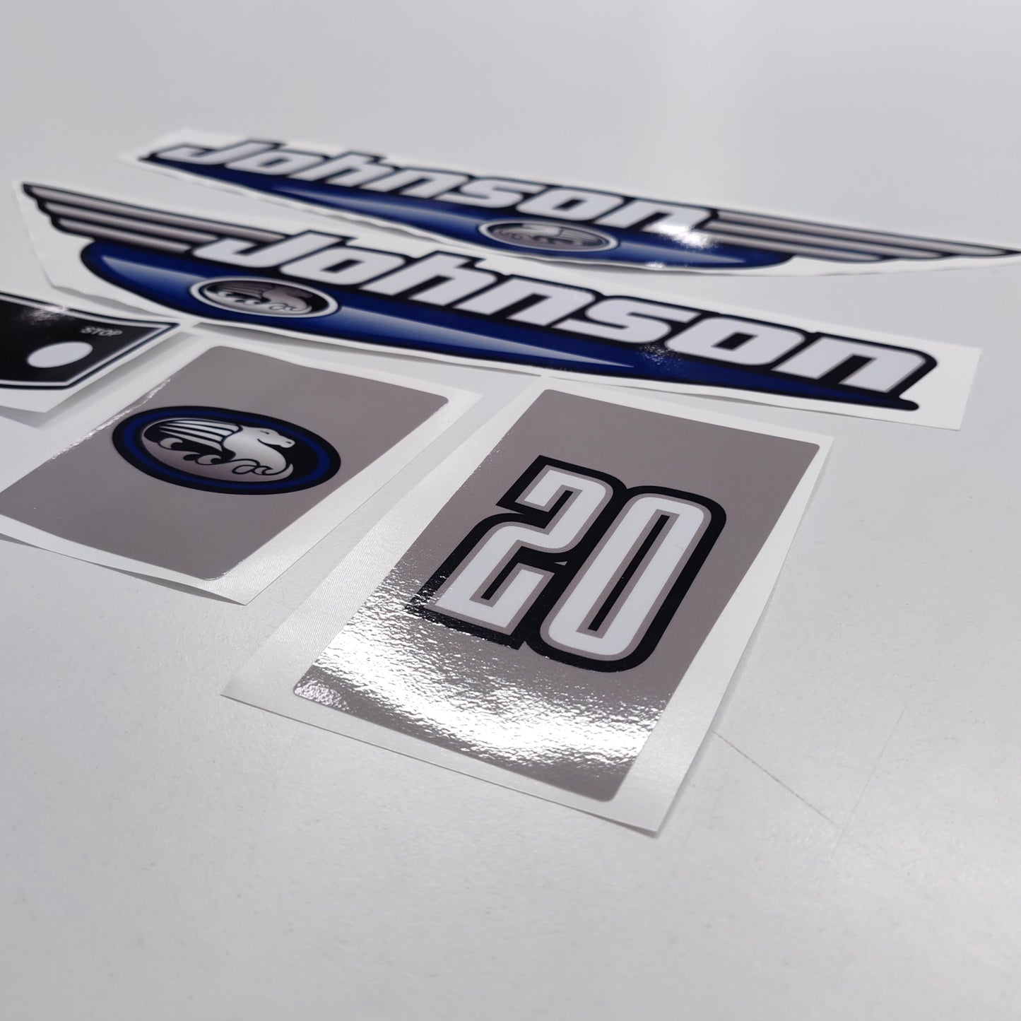 Johnson 20 Outboard (1992 - 2000) Blue Aftermarket Replacement Decal / aufkleber / adesivo / Sticker Set