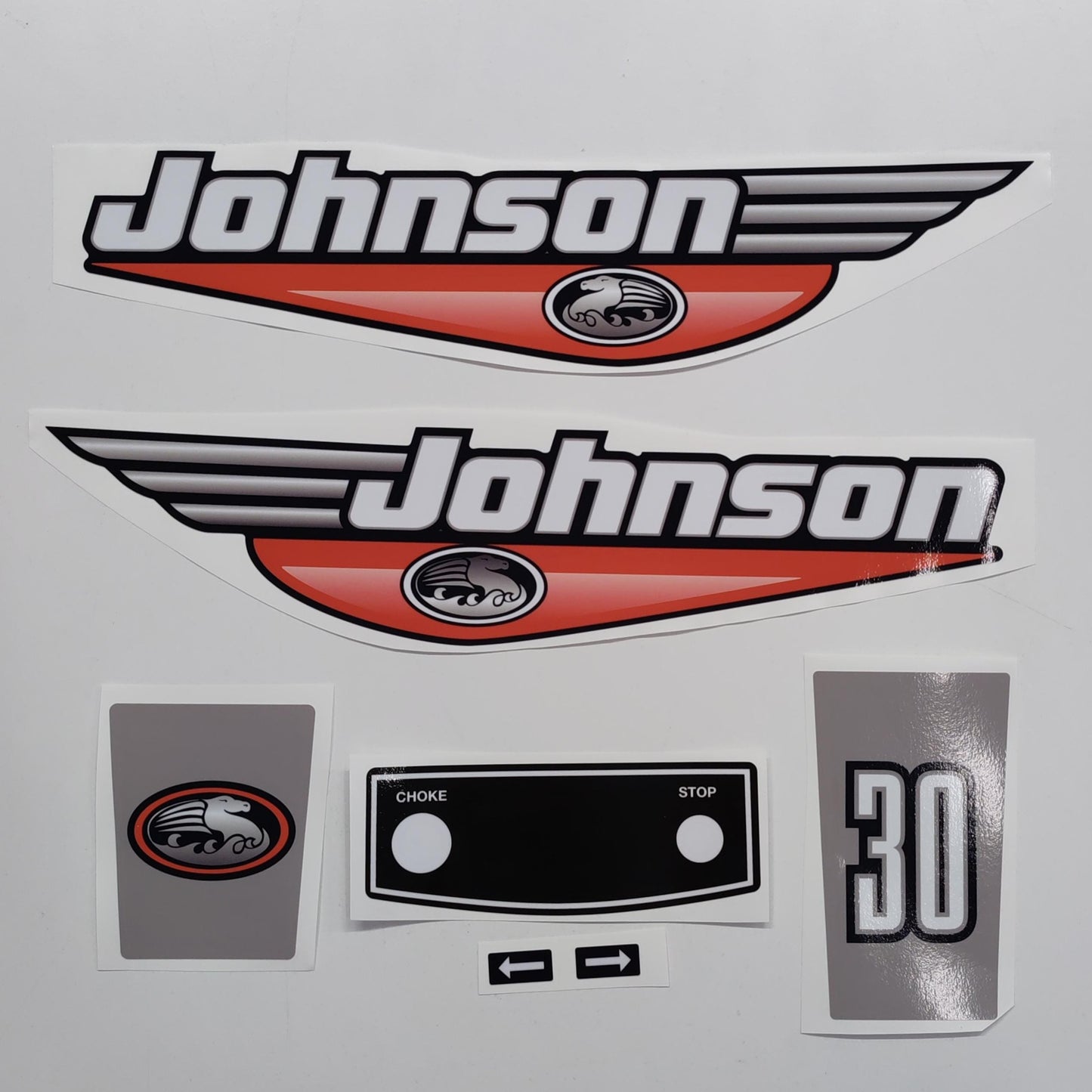 Johnson 30 Outboard (1992 - 2000) Red Aftermarket Replacement Decal / aufkleber / adesivo / Sticker Set