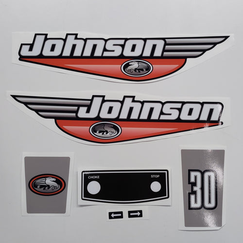Johnson 30 Outboard (1992 - 2000) Red Aftermarket Replacement Decal / aufkleber / adesivo / Sticker Set